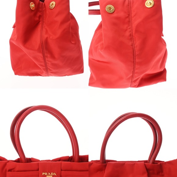 PRADA Rion Red Bow Handbag - Picture 7 of 10